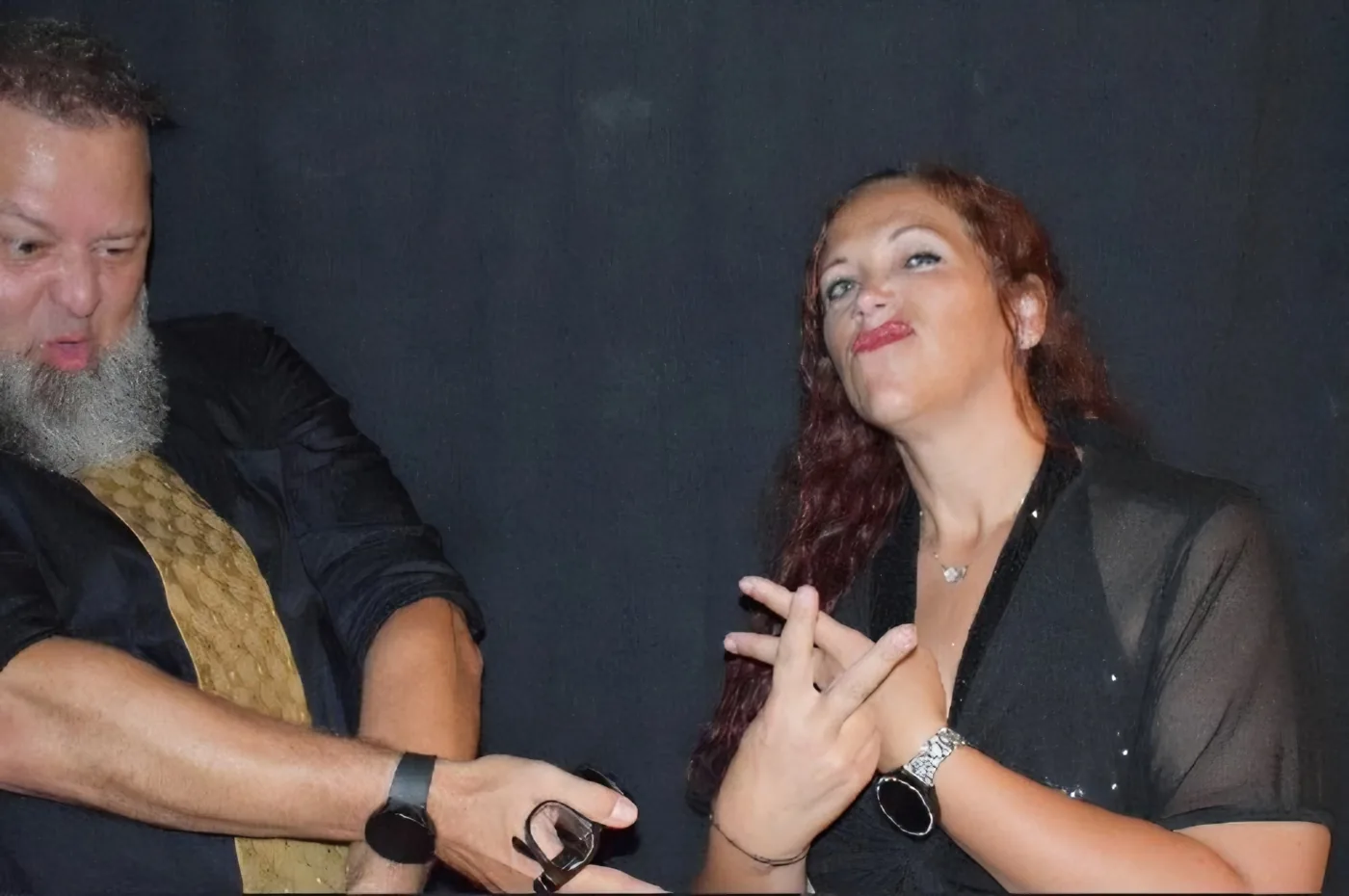 Ashley and Chris of ChrAsh Entertainment being playful