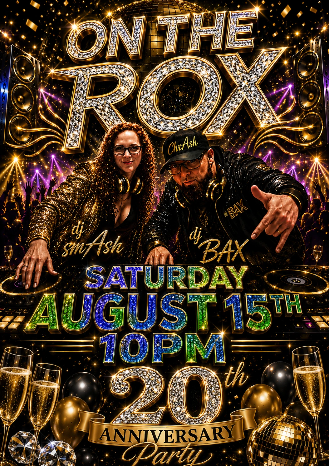ChrAsh Entertainment event flyer featuring DJ smAsh and DJ Bax